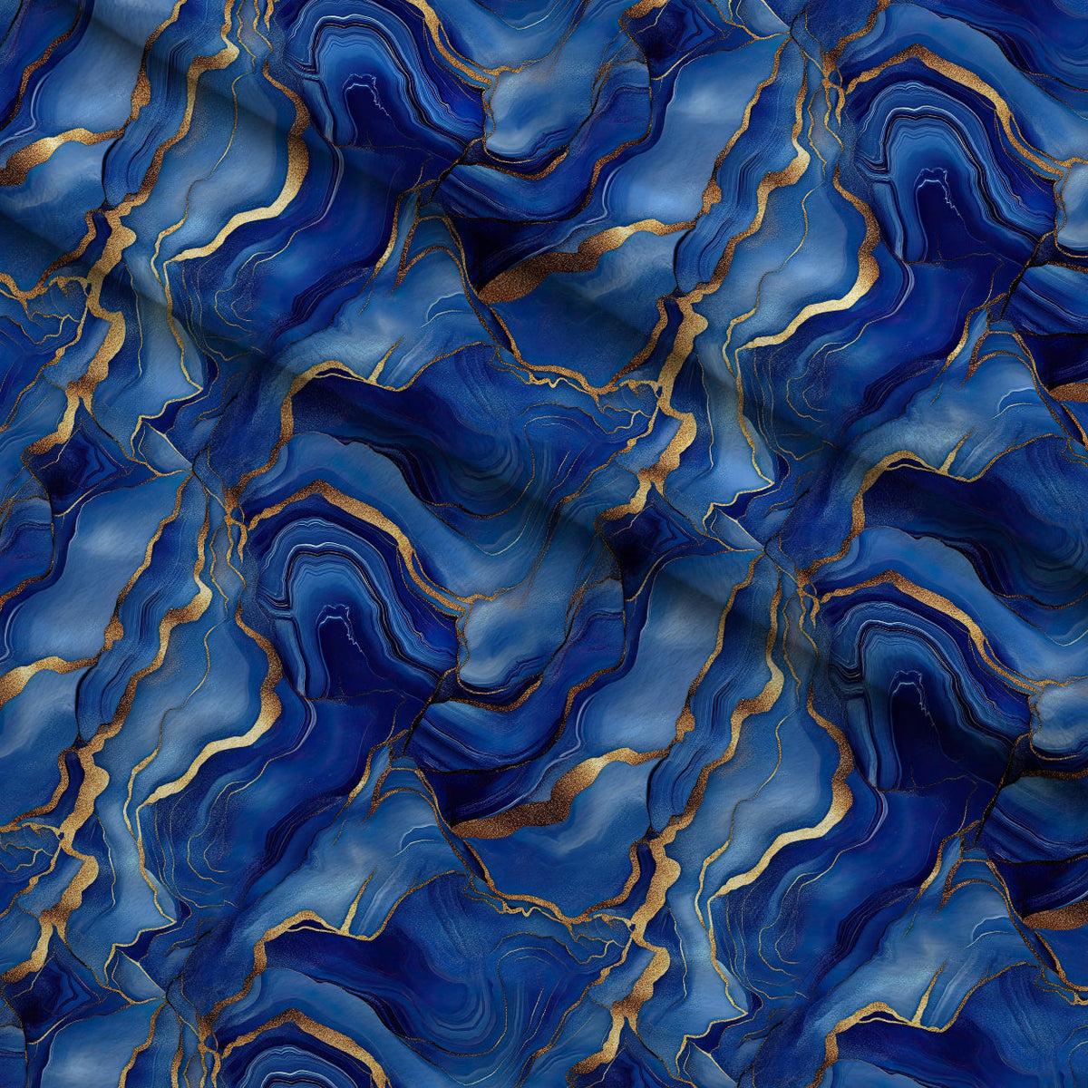 Royal Blue and Gold Agate Pattern 22 Minky Fabric