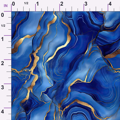 Royal Blue and Gold Agate Pattern 22 Minky Fabric