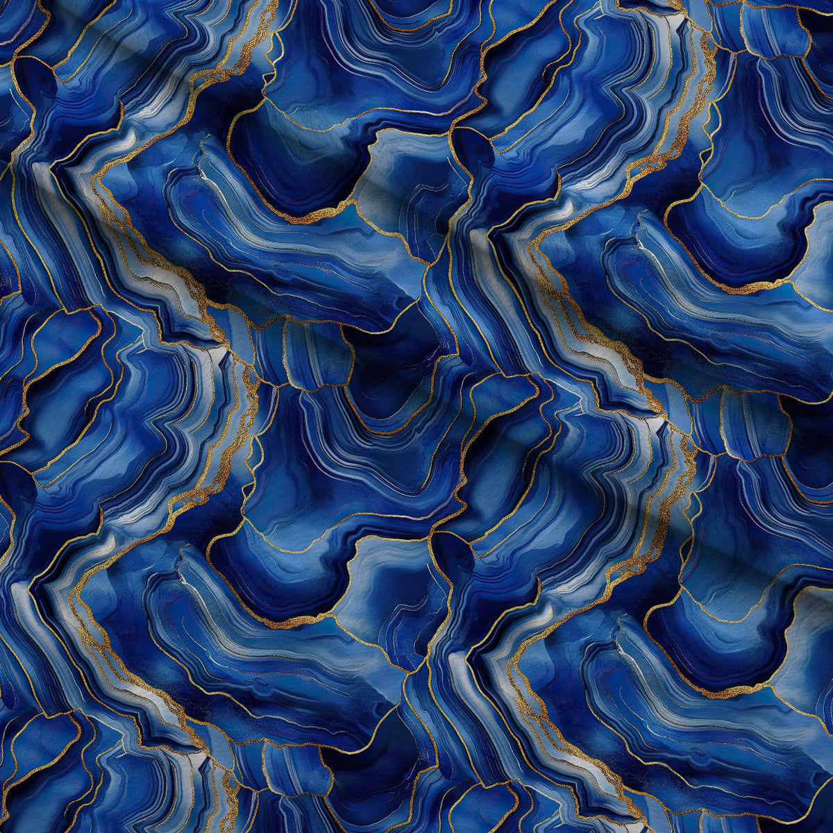 Royal Blue and Gold Agate Pattern 23 Minky Fabric