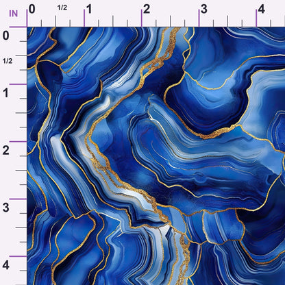 Royal Blue and Gold Agate Pattern 23 Minky Fabric