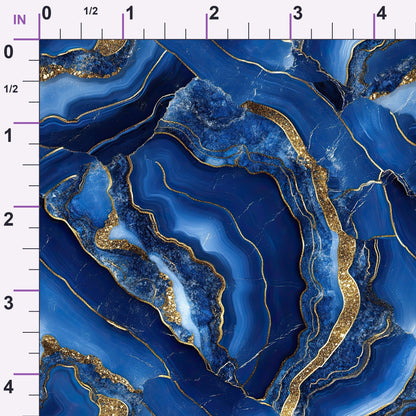 Royal Blue and Gold Agate Pattern 24 Minky Fabric