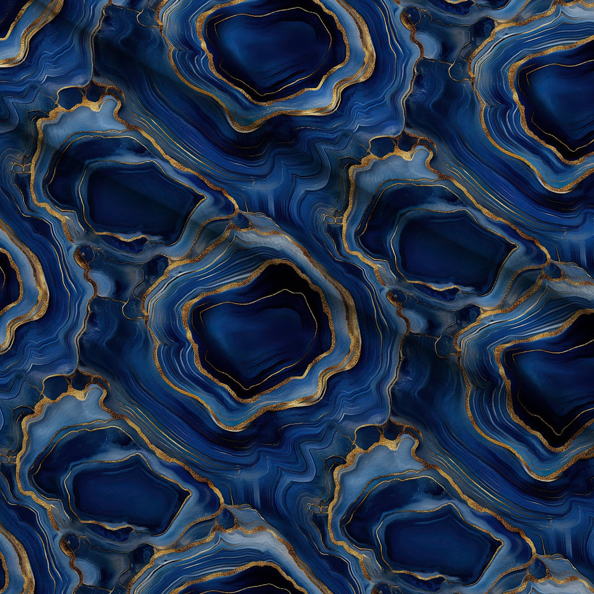 Royal Blue and Gold Agate Pattern 25 Minky Fabric
