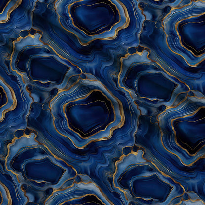 Royal Blue and Gold Agate Pattern 25 Minky Fabric