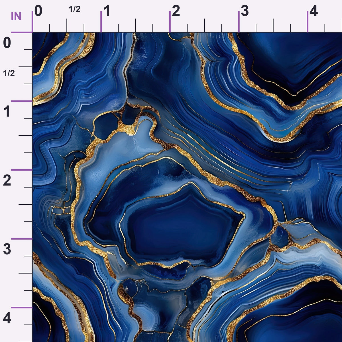 Royal Blue and Gold Agate Pattern 25 Minky Fabric