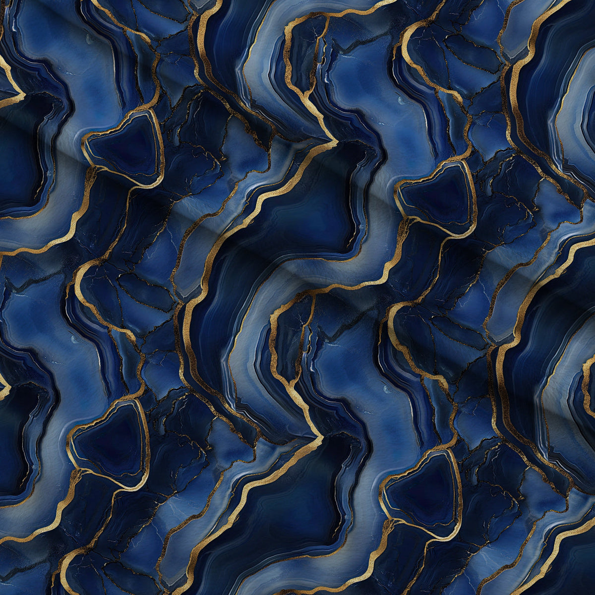 Royal Blue and Gold Agate Pattern 26 Minky Fabric