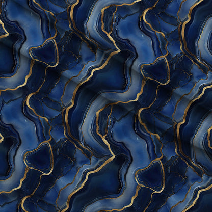Royal Blue and Gold Agate Pattern 26 Minky Fabric