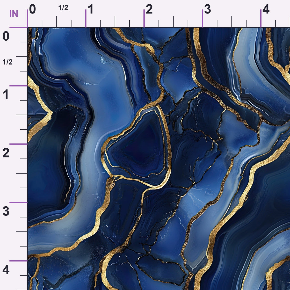 Royal Blue and Gold Agate Pattern 26 Minky Fabric