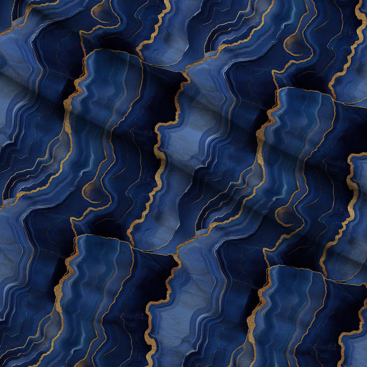 Royal Blue and Gold Agate Pattern 27 Minky Fabric