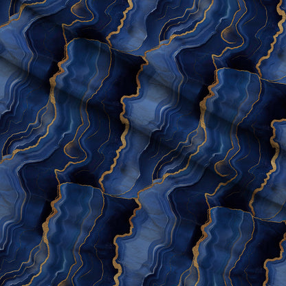 Royal Blue and Gold Agate Pattern 27 Minky Fabric