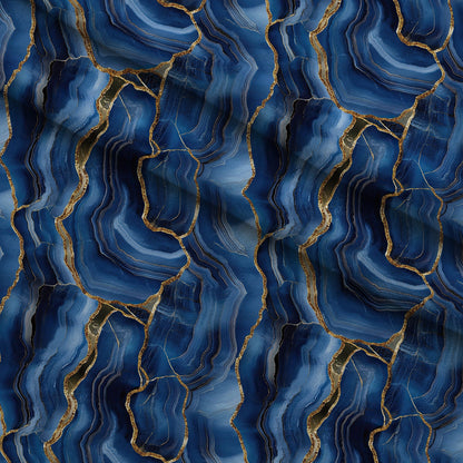 Royal Blue and Gold Agate Pattern 28 Minky Fabric