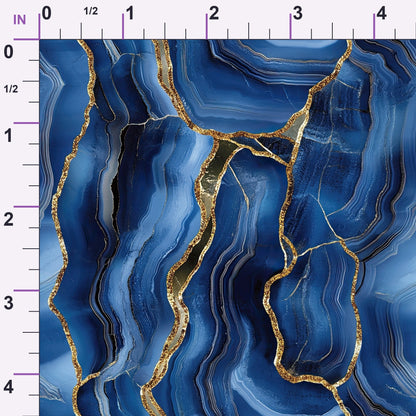 Royal Blue and Gold Agate Pattern 28 Minky Fabric