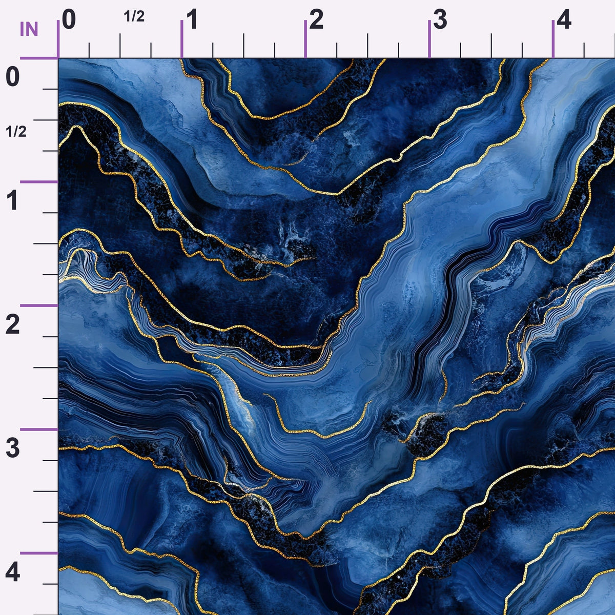Royal Blue and Gold Agate Pattern 29 Minky Fabric