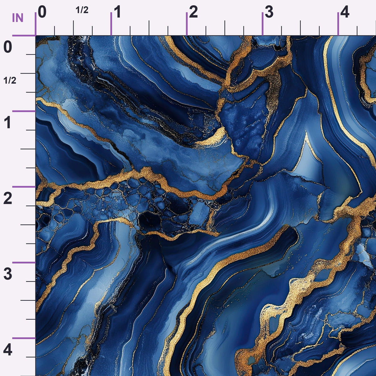 Royal Blue and Gold Agate Pattern 3 Minky Fabric