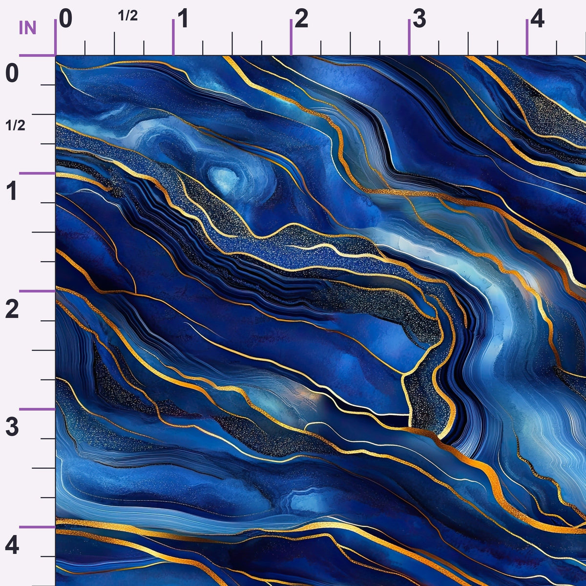 Royal Blue and Gold Agate Pattern 30 Minky Fabric