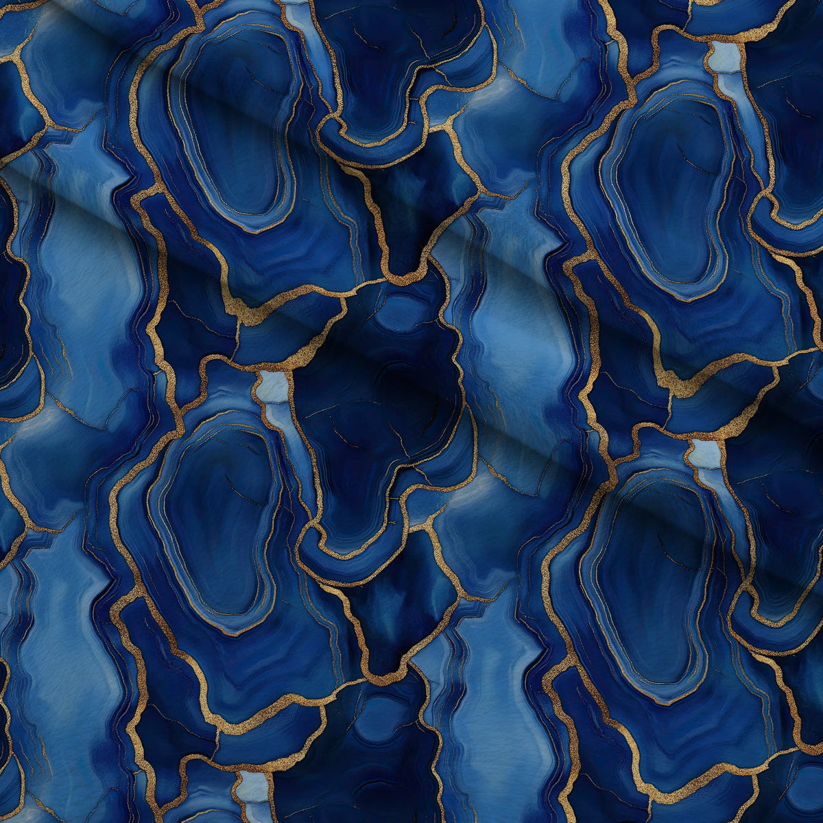 Royal Blue and Gold Agate Pattern 31 Minky Fabric