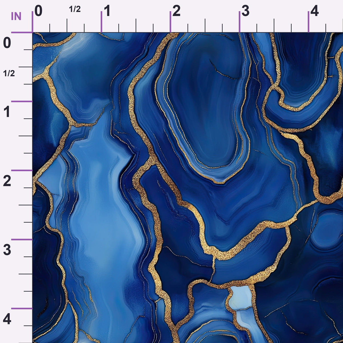 Royal Blue and Gold Agate Pattern 31 Minky Fabric