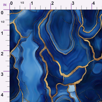 Royal Blue and Gold Agate Pattern 31 Minky Fabric
