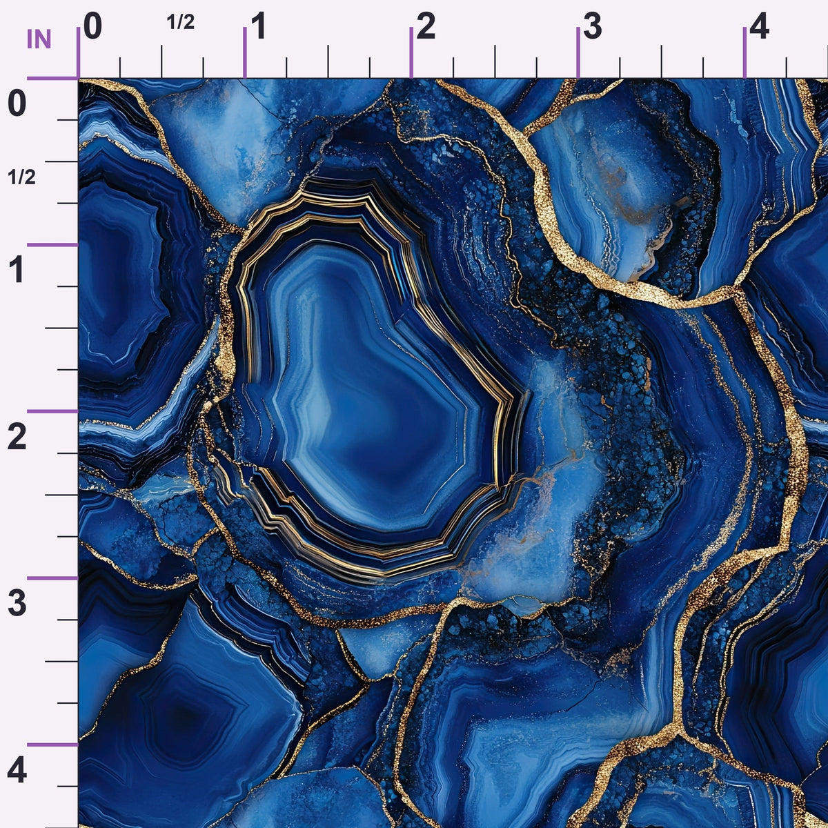 Royal Blue and Gold Agate Pattern 32 Minky Fabric