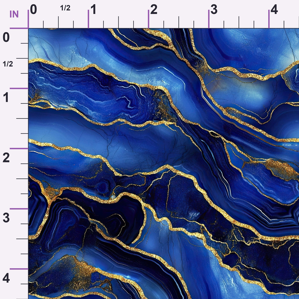 Royal Blue and Gold Agate Pattern 33 Minky Fabric