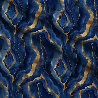 Royal Blue and Gold Agate Pattern 4 Minky Fabric