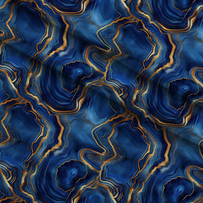 Royal Blue and Gold Agate Pattern 5 Minky Fabric