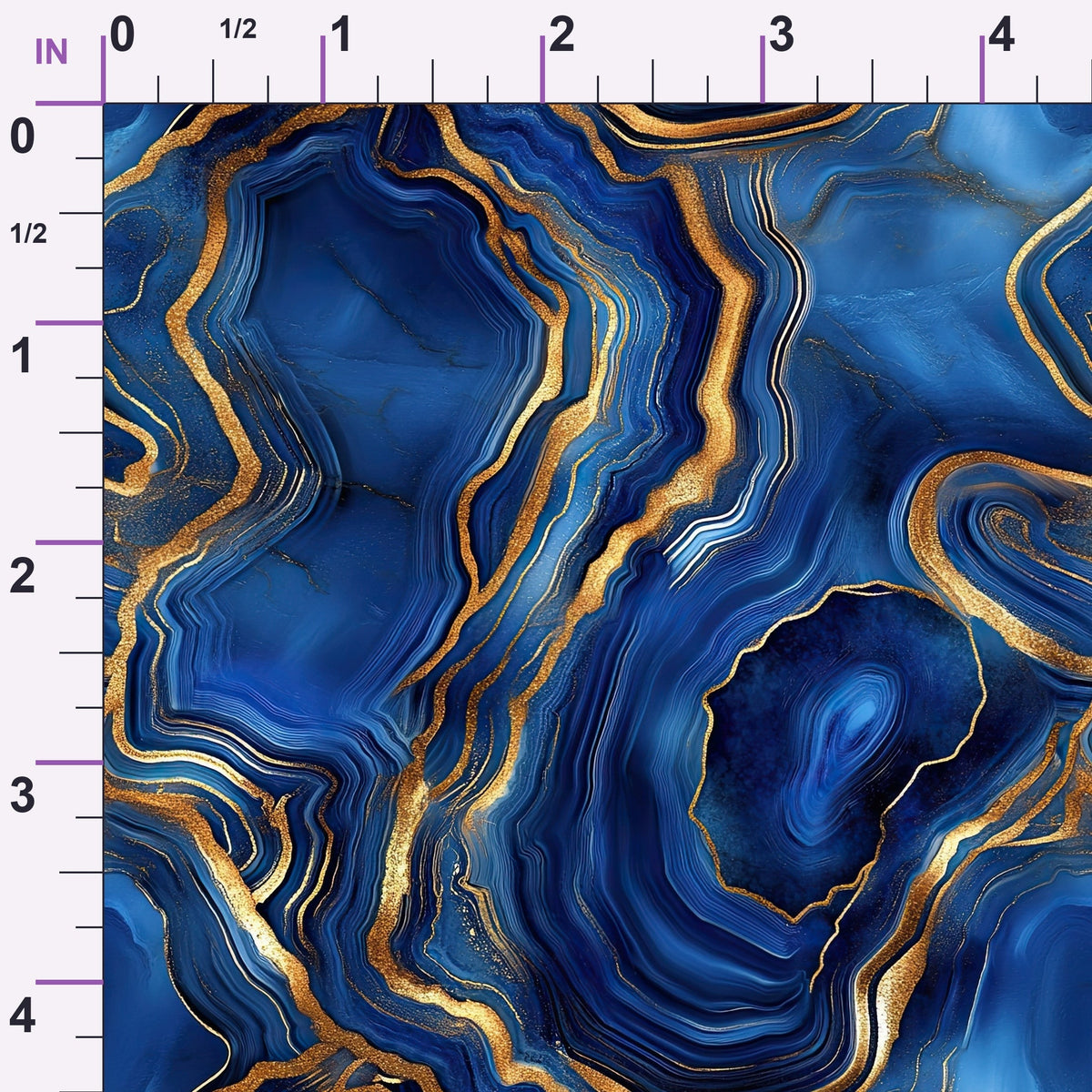 Royal Blue and Gold Agate Pattern 5 Minky Fabric