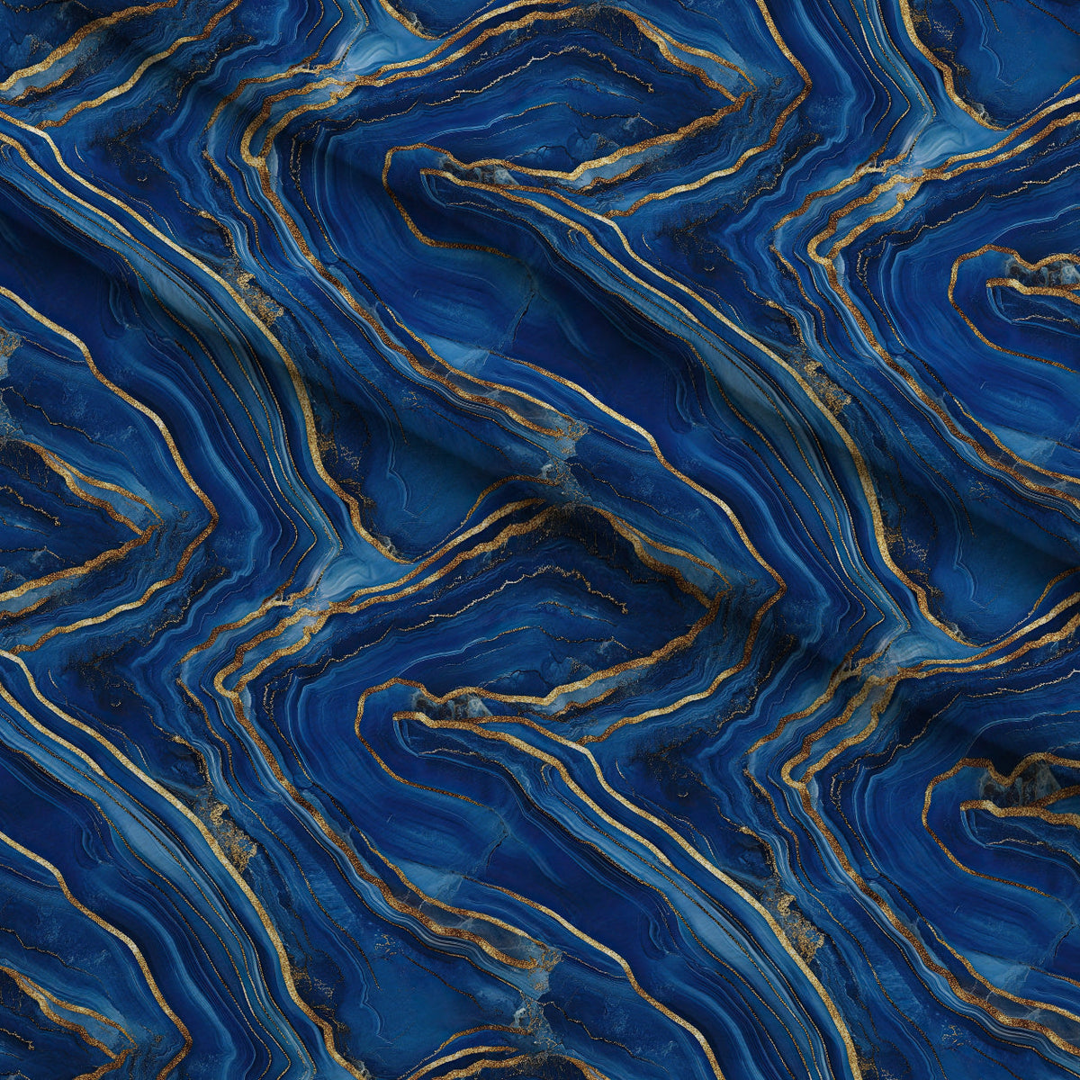 Royal Blue and Gold Agate Pattern 6 Minky Fabric