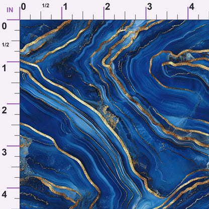 Royal Blue and Gold Agate Pattern 6 Minky Fabric