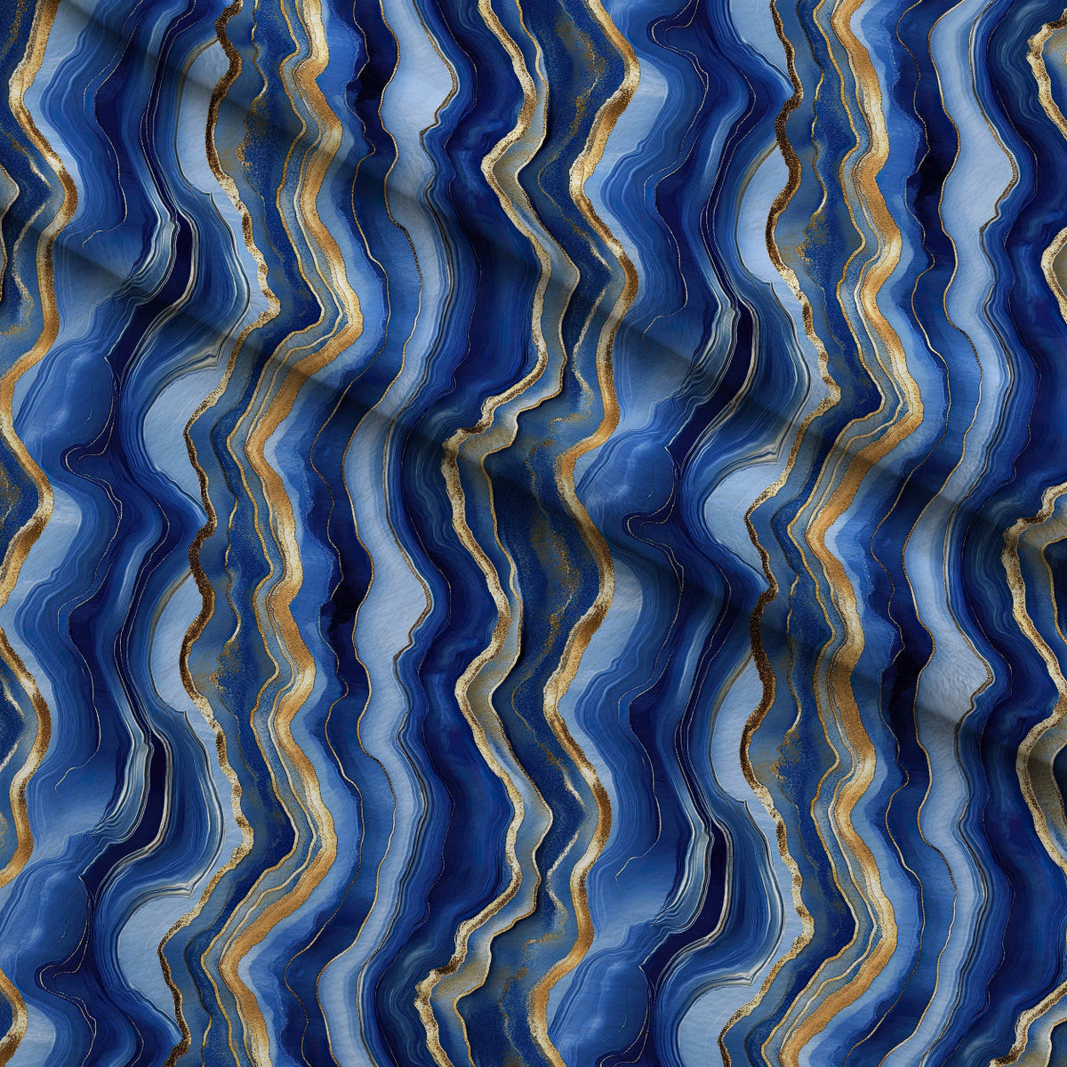 Royal Blue and Gold Agate Pattern 7 Minky Fabric