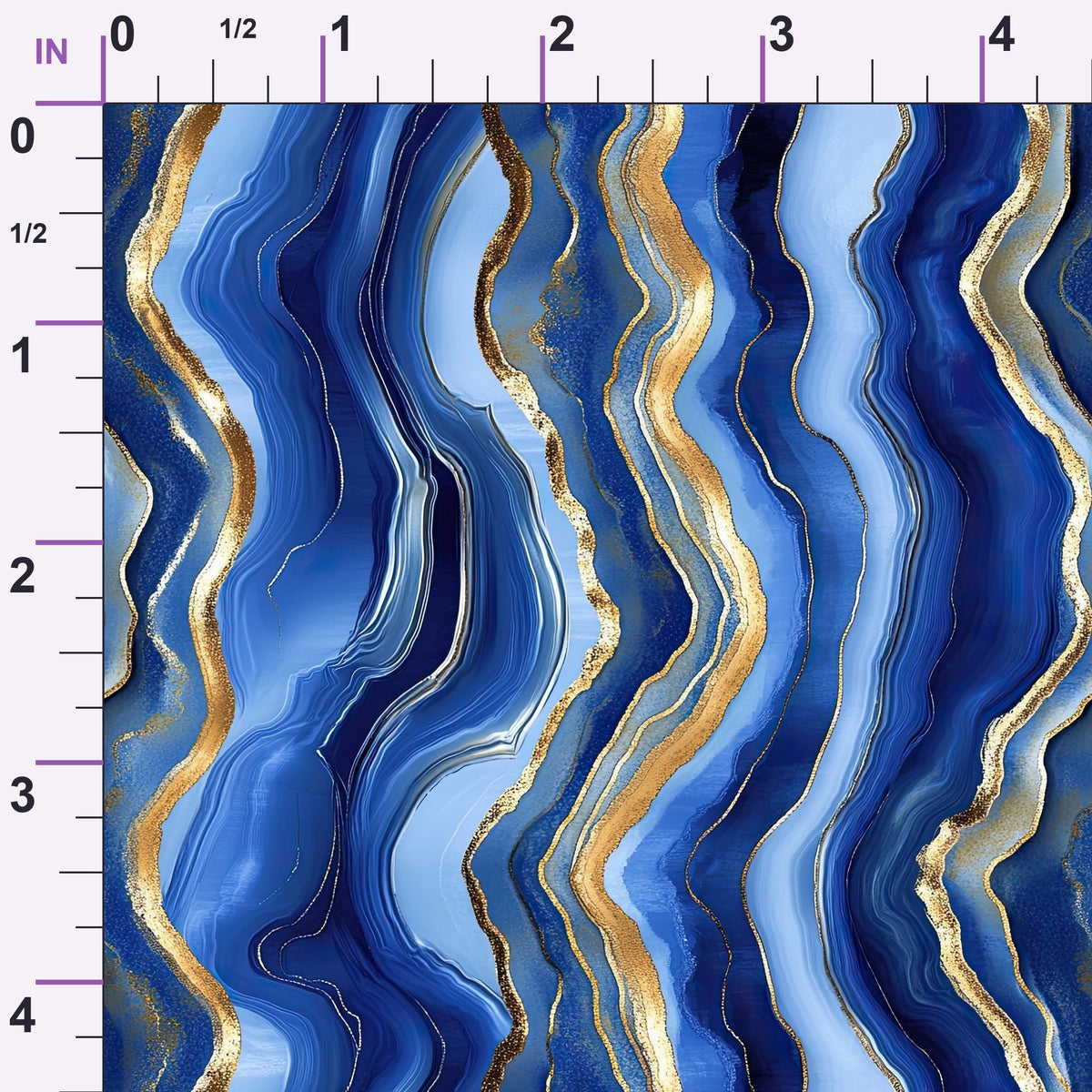 Royal Blue and Gold Agate Pattern 7 Minky Fabric