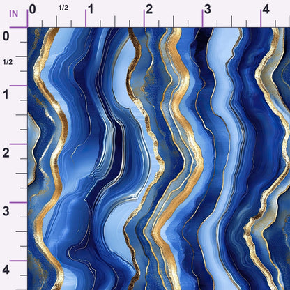 Royal Blue and Gold Agate Pattern 7 Minky Fabric