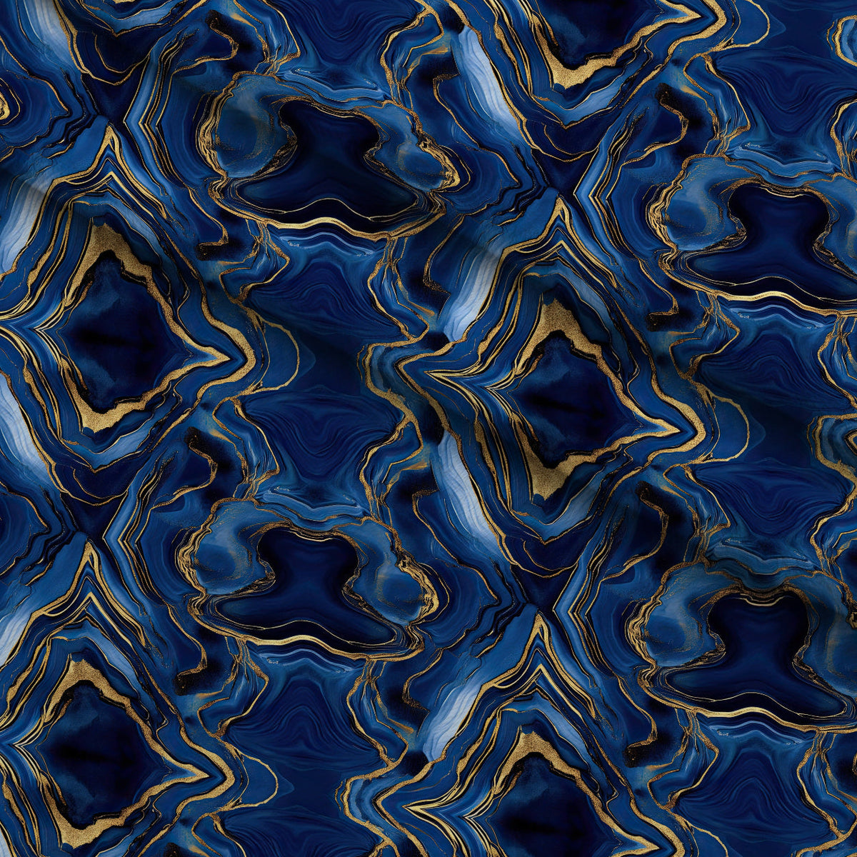Royal Blue and Gold Agate Pattern 8 Minky Fabric