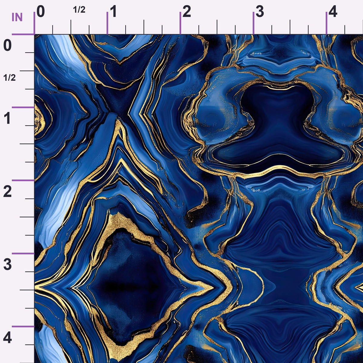 Royal Blue and Gold Agate Pattern 8 Minky Fabric