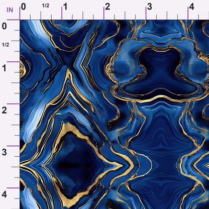 Royal Blue and Gold Agate Pattern 8 Minky Fabric