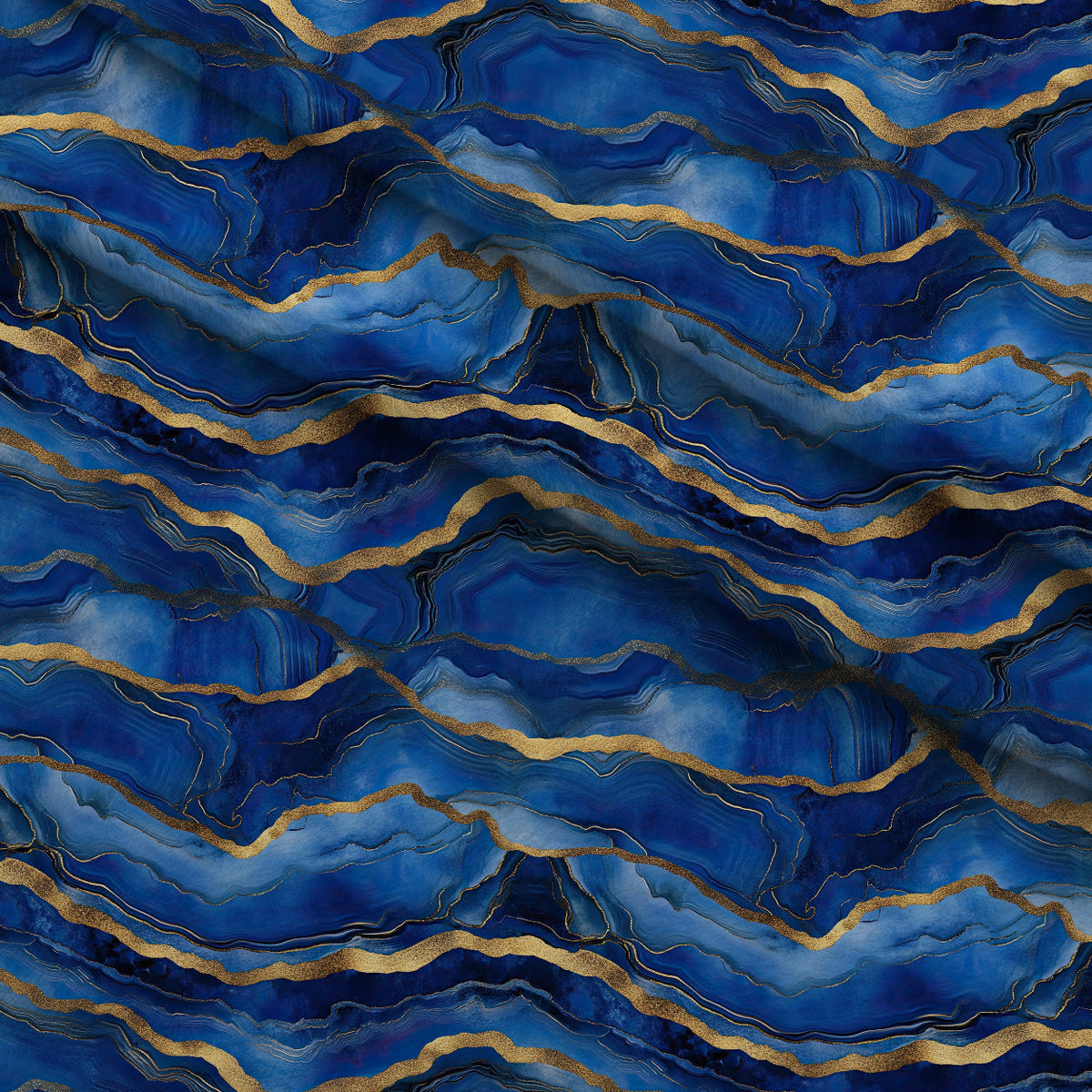 Royal Blue and Gold Agate Pattern 9 Minky Fabric