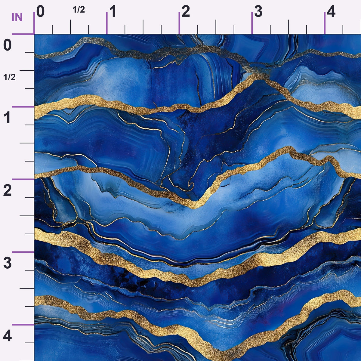 Royal Blue and Gold Agate Pattern 9 Minky Fabric