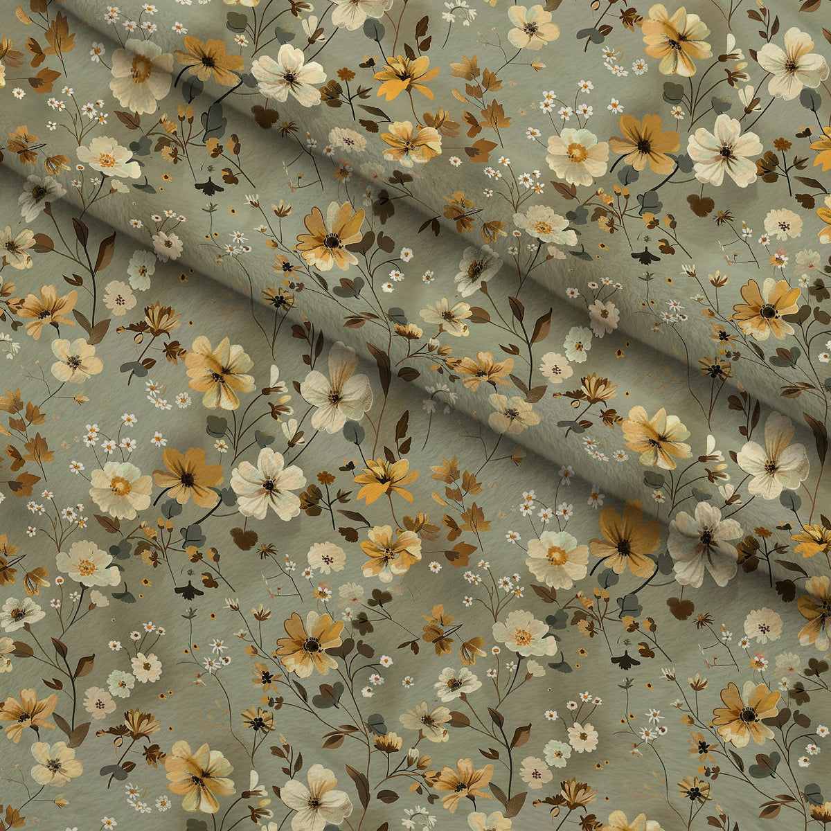 Sage Meadow Blooms Pattern 1 Minky Fabric
