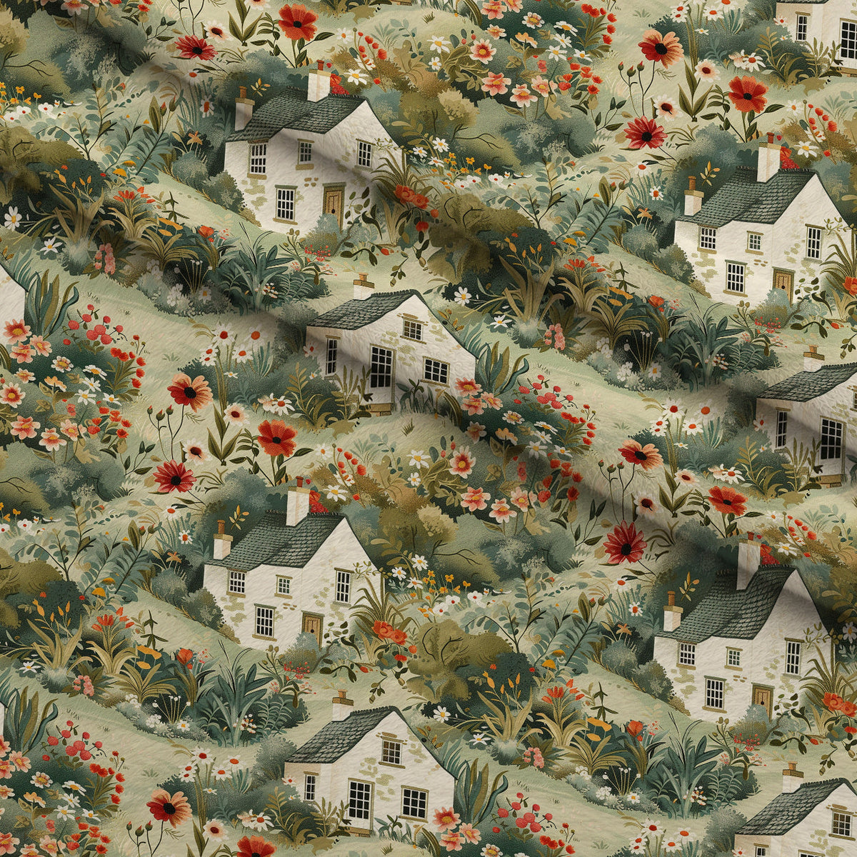 Sage Meadow Blooms Pattern 2 Minky Fabric