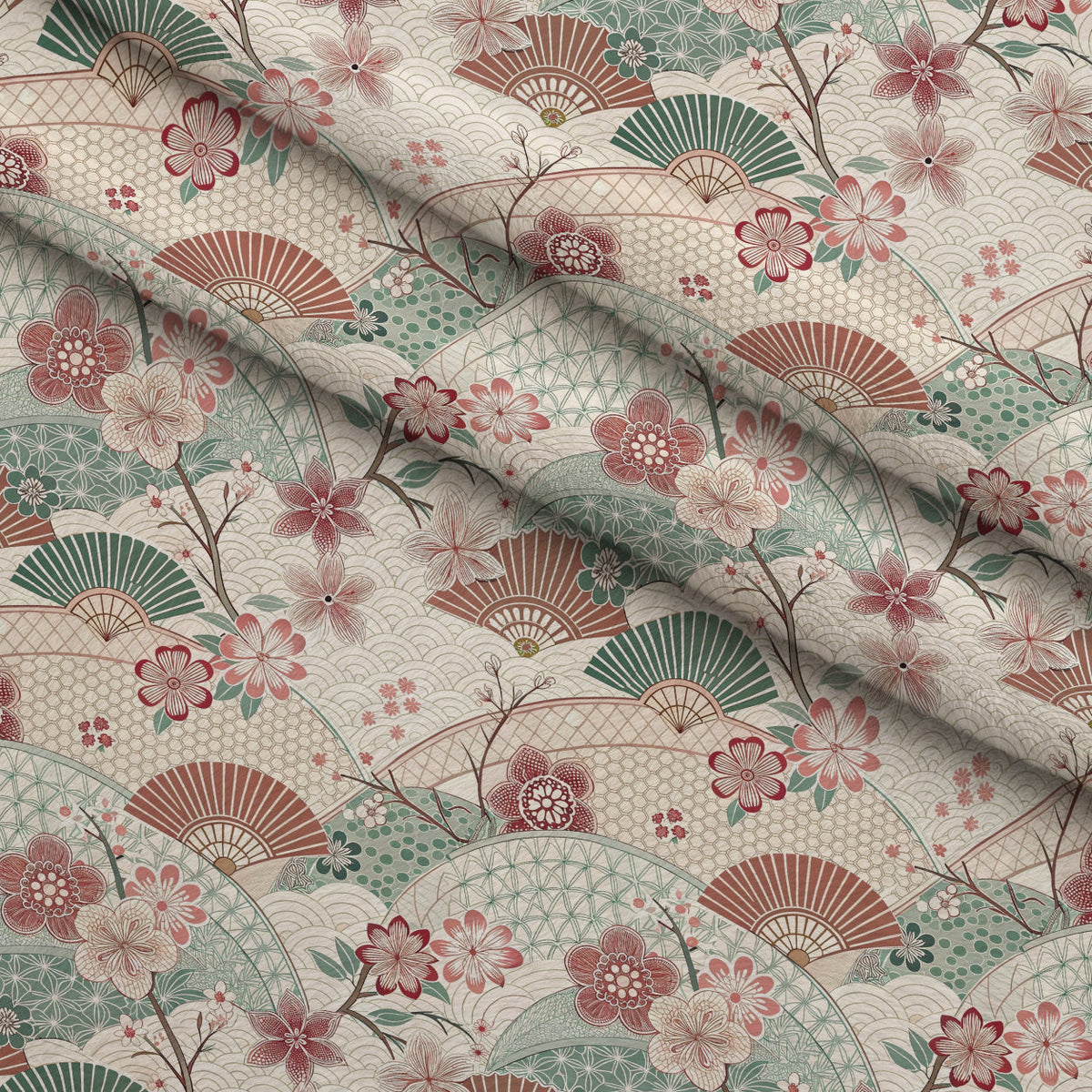Sakura Fan Patchwork Pattern 1 Minky Fabric
