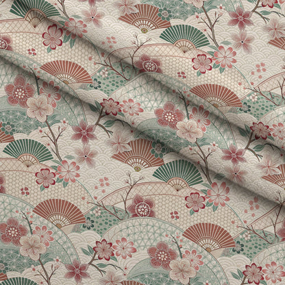 Sakura Fan Patchwork Pattern 1 Minky Fabric