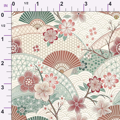 Sakura Fan Patchwork Pattern 1 Minky Fabric