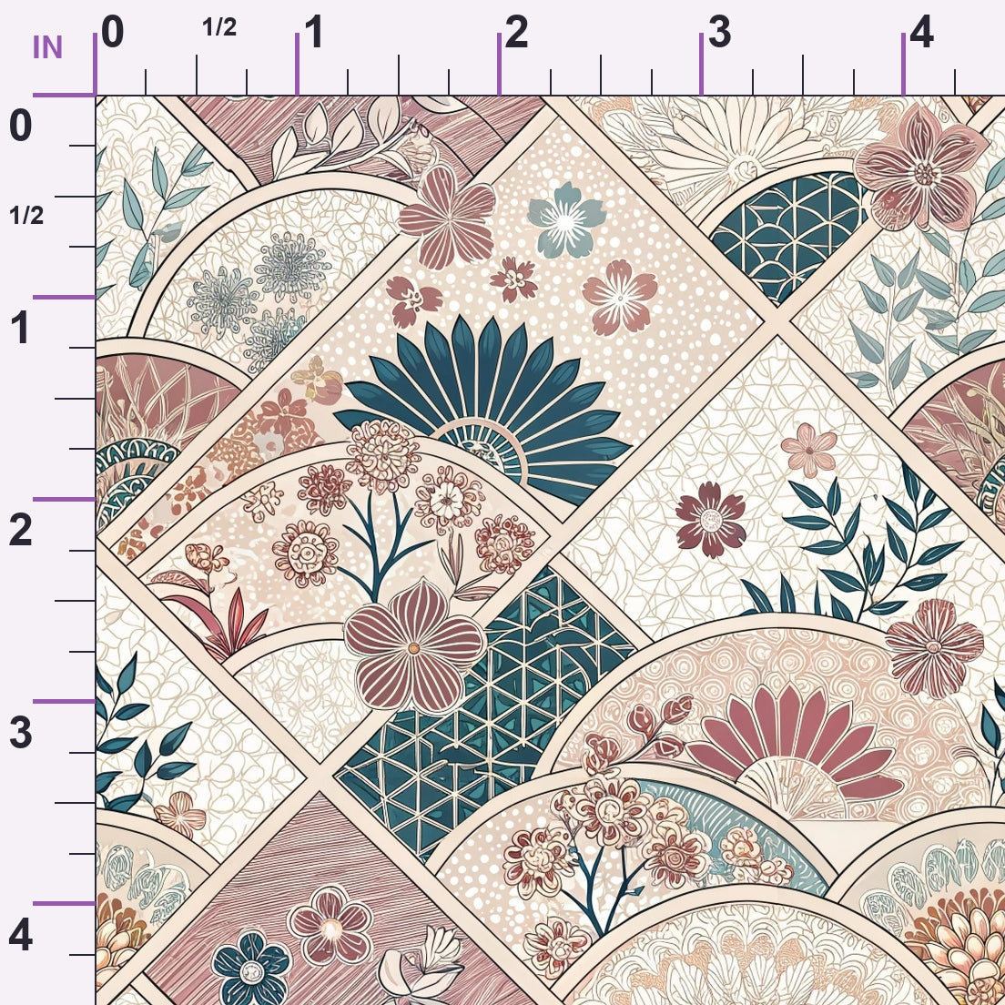 Sakura Fan Patchwork Pattern 10 Minky Fabric