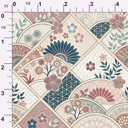 Sakura Fan Patchwork Pattern 10 Minky Fabric