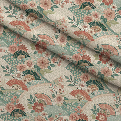 Sakura Fan Patchwork Pattern 2 Minky Fabric