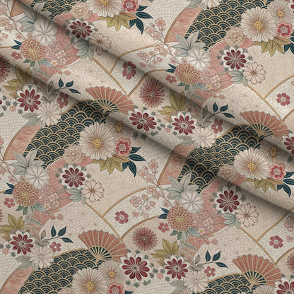 Sakura Fan Patchwork Pattern 6 Minky Fabric
