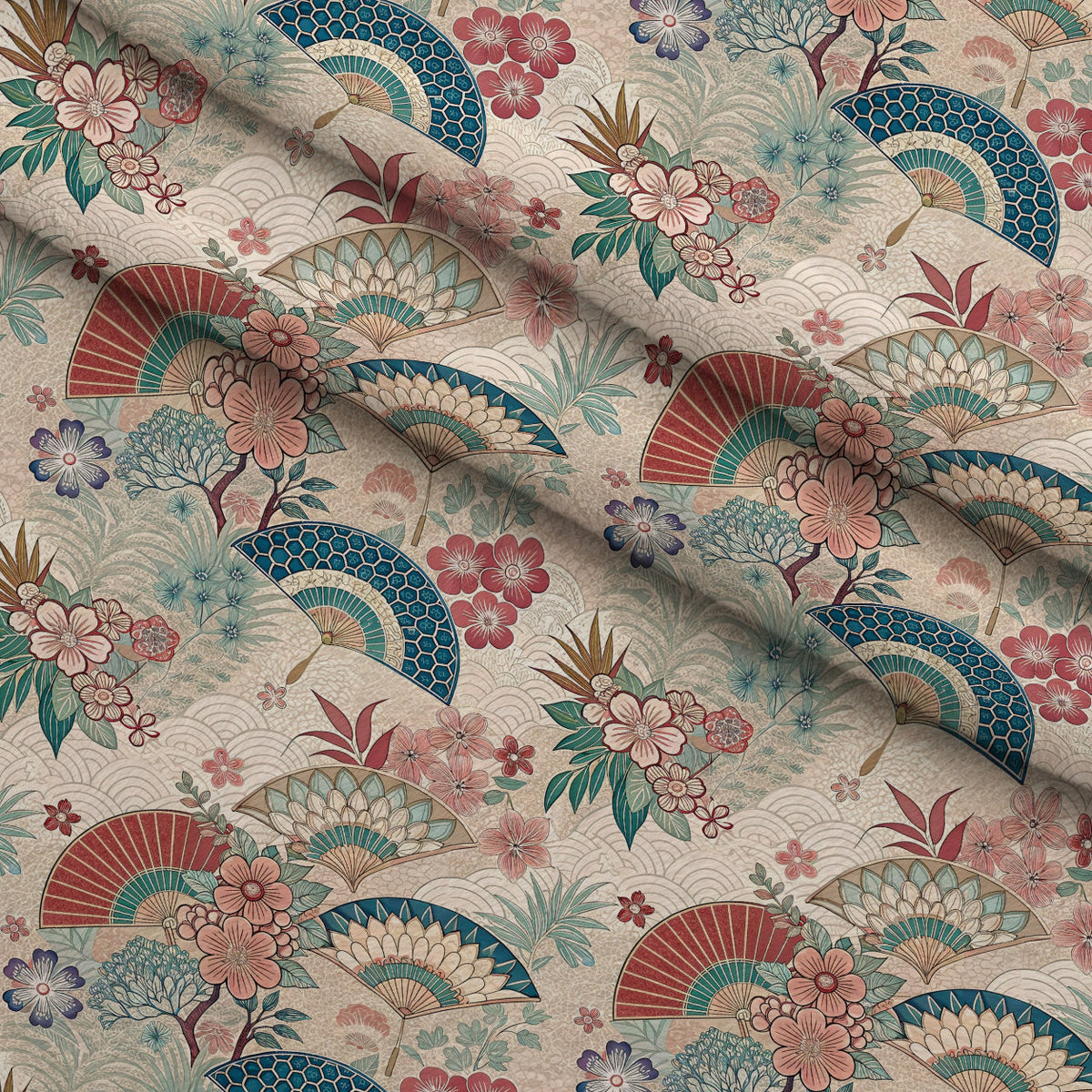 Sakura Fan Patchwork Pattern 7 Minky Fabric