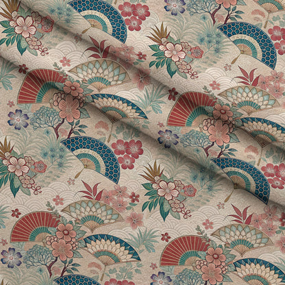 Sakura Fan Patchwork Pattern 7 Minky Fabric
