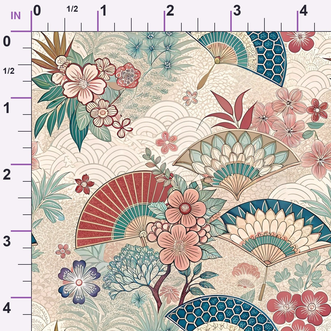 Sakura Fan Patchwork Pattern 7 Minky Fabric
