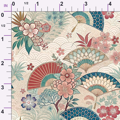 Sakura Fan Patchwork Pattern 7 Minky Fabric