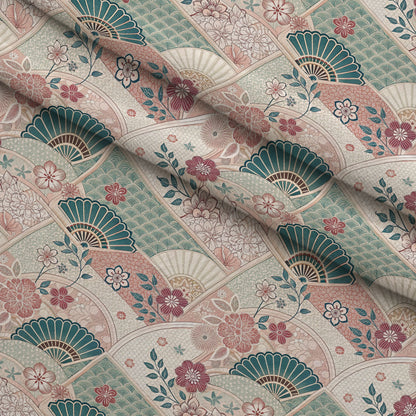 Sakura Fan Patchwork Pattern 8 Minky Fabric